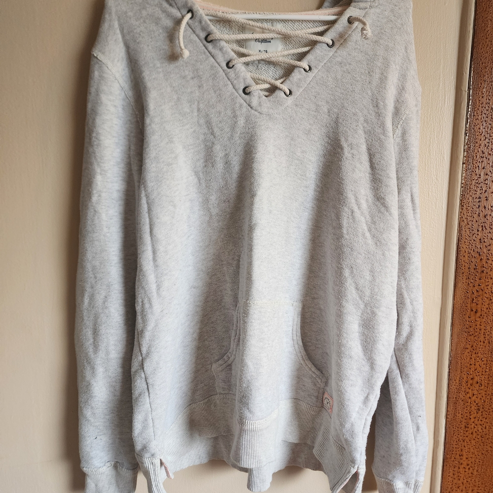 American Eagle Outfitters Gray Lace-Up Sweatshirt